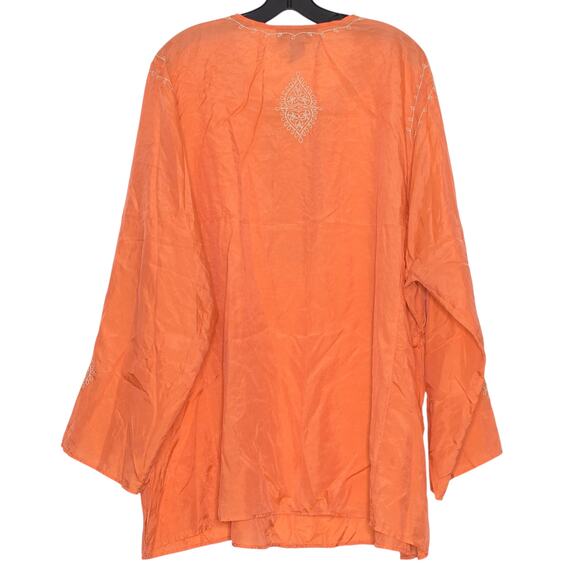 Venezia Top Silk Minimalist Coastal Boho Embroidered Summer Glam Orange 26/28 - Picture 2 of 5